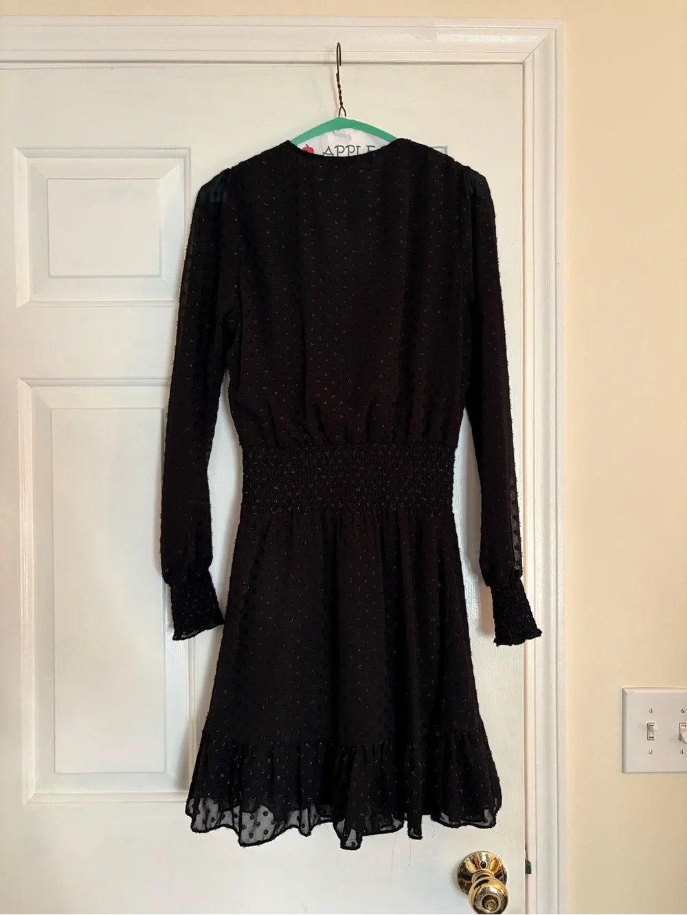 Michael Kors Black Long-Sleeve Smocked Waist Dress